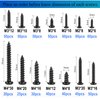 HanTof 625pcs M2 M3 M4 Phillips Pan Head Self-Tapping Wood Screws,14 Sizes Cross Recessed Round Head Self Tapper Screws Assortment Kit for Wood,Plastic and Soft Metal,Black Carbon Steel,Sharp Point