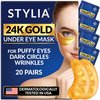 Stylia Under Eye Patches for Puffy Eyes and Dark Circles (20 Pairs), 24k Gold Eye Mask, Face Eye Mask Skincare, Eye Care for Wrinkles and Puffiness, Collagen Under Eye Masks, Moisturizing Eye Gel Pads