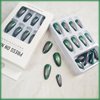 24Pcs Cat Eye Press on Nails with Wrap the Edge Design, Cat Eye Manicure Art Acrylic Medium Almond Full Cover Fake Nails Stick on Nails Glossy Green Cat Eye False Nails Gel Glue on Nails for Women