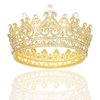 YARIEW Small Gold Crystal Crown for Little Girls Flower Bouquets Accessories Rhinestones Wedding Cake Topper Birthday Crown for Kids Cake Decorations