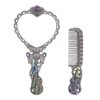 Nerien Vintage Peacock Metal Mirror Comb Set Antique Heart-shaped Handheld Vanity Mirror Comb Set Antique pewter