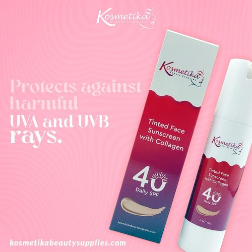 Kosmetika | Tinted Face Sunscreen with Collagen | Daily SPF 40 | 1.7oz / 50g | UVA & UVB Protection | Non-sticky & Non-greasy | All Skin Types | Water-resistant | No White Cast