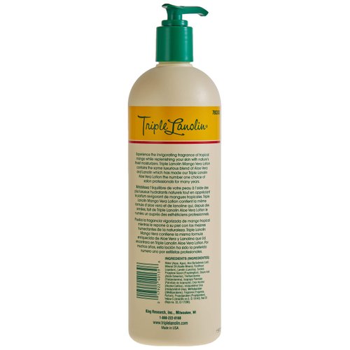 Triple Lanolin Mango Vera Hand and Body Lotion, 20 Oz, 20 Ounce, BRA-40138