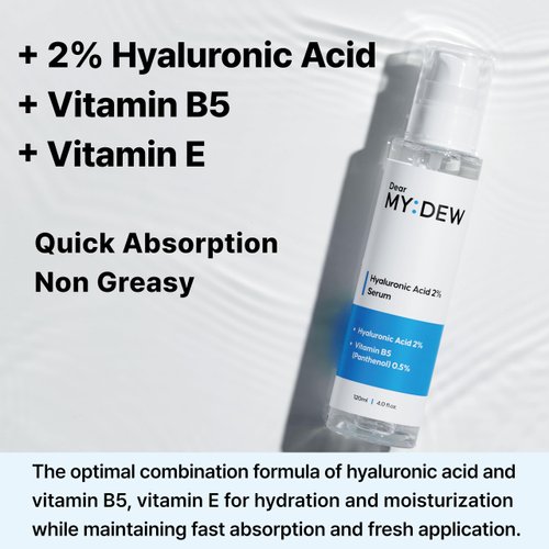 DearMYDEW 2% Hyaluronic Acid Serum with Vitamin B5, Hyalu B5 Intense Hydrating Serum for Face, Moisturizing, Anti-Aging for Fine Lines, Visibly Plumps Skin, Fast Absorbing, Korean Skincare, 4Fl Oz