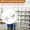 PEX Pipe Clamp Clip, 50Pcs 1/2 Inch PEX Clamp For PVC Water Pipes & Tubing Hoses Hangers Clips Holder Support Bracket Socket, White Plastic U Pipe Clamp Tools