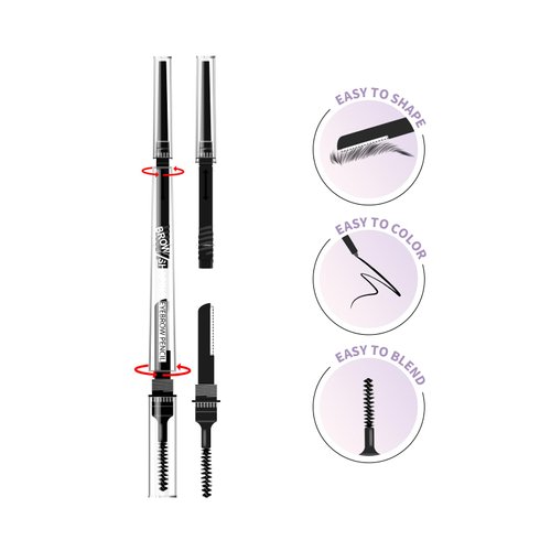 Music Flower Eyebrow Pencil,Portable 3 in 1 Eyebrow Shaping Enhancing Kit with Brow Trimmer & Brow Brush + Replaceable Brow Refills (Black)