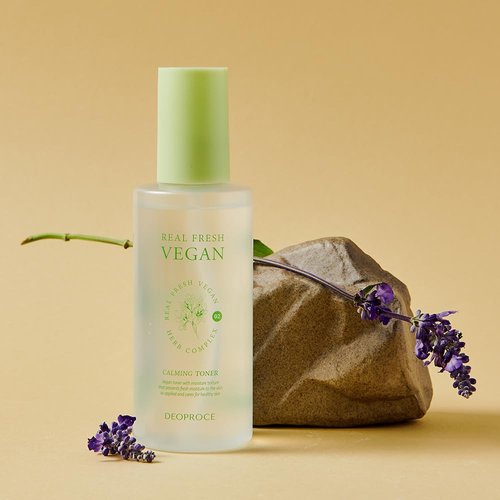 Deoproce Real Fresh Vegan Calming Toner 200 ml, Korean Skincare, Rosemary, Jasmine, Chamomile, Sage, Lavender Extracts