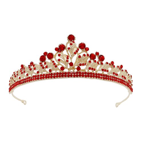 SH Red Tiaras and Crowns for Women, Crystal Wedding Tiara for Bride, Metal Birthday Tiara Crown, Costume Party Accessories for Birthday Halloween Prom