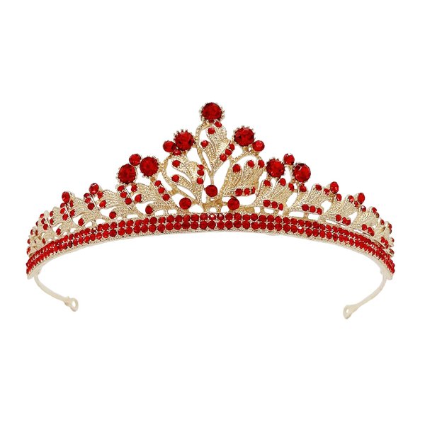 SH Red Tiaras and Crowns for Women, Crystal Wedding Tiara for Bride, Metal Birthday Tiara Crown, Costume Party Accessories for Birthday Halloween Prom