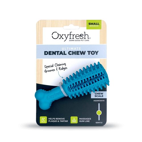 Oxyfresh Dog Dental Toy - Best Durable Rubber Dog Chew Toy for Aggressive Chewers - Removes Plaque, Cleans Teeth & Freshens Breath Without Brushing (Small)