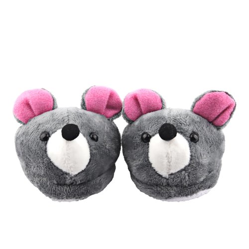 AugFrog 1 Pair Doll Shoes Suitable for 18 Inch Dolls, Cute Fashion Doll Accessories, Doll Slippers with Cartoon Animal Appearance Design, Birthday Gift for Children - Gray Mouse
