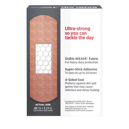 Band-Aid Brand Tough Strips Adhesive Bandage for Minor Cuts & Scrapes, All One Size, 20 ct
