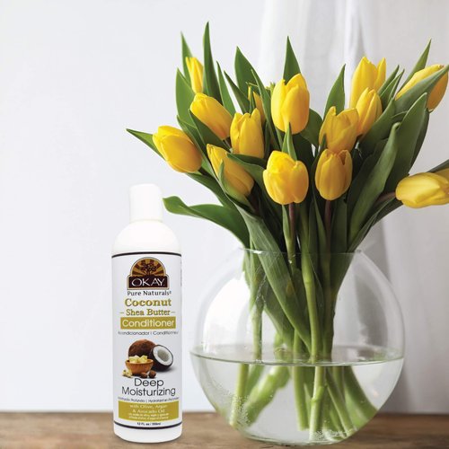 OKAY | Coconut & Shea Butter Conditioner | For All Hair Types & Textures | Fortify - Strengthen - Revitalize | With Olive, Argan & Avocado Oil | Free of Paraben, Silicone, Sulfate | 12. oz