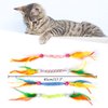 TUSATIY Cat Feather Toys with Bell 4Pack, Colorful Cat Teaser Cat Springs Ribbon Toys,Interactive Cat Toys for Indoor Cats Kitten, Suitable for Cats Bite & Hunt