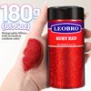 LEOBRO Red Glitter, Glitter, 180G/6.35OZ Holographic Ultra Fine Glitter, 1/128" Resin Glitter Powder, Metallic Iridescent Glitter for Resin Tumblers Hair Body, Christmas Glitter for Crafts