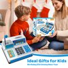 Bstoyder Pretend Play Calculator Cash Register Toy Gift for Kids Age 3, 4, 5, 6, 7, 8+ Year Old, 73 Pcs Grocery Store Playset with Microphone, Credit Card, Play Cash Register for Toddlers Kids 4-8