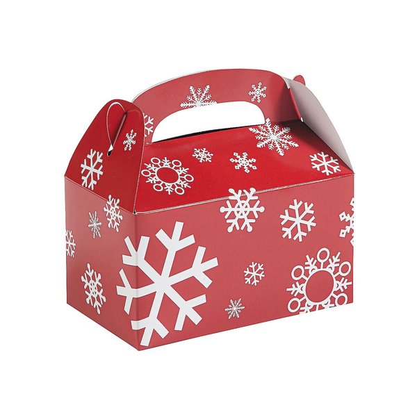 Fun Express - Red/white Snowflake Treat Boxes for Christmas - Party Supplies - Containers & Boxes - Paper Boxes - Christmas - 12 Pieces