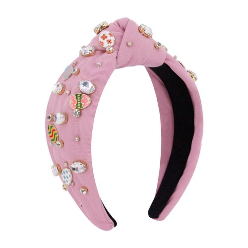 jascaela Women’s Pearl Knotted Rhinestones Headband Vintage Face Wash Headband Jewelry Going Out Non-slip Headband Pink Pearl