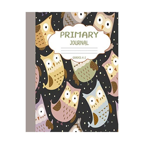 Primary Journal Grades k-2: Funny Owls, Draw and Write Composition Book for Kids, Half Page Lined Paper with Drawing Space ( 8.5" x 11" Notebook with Soft Durable Cover )