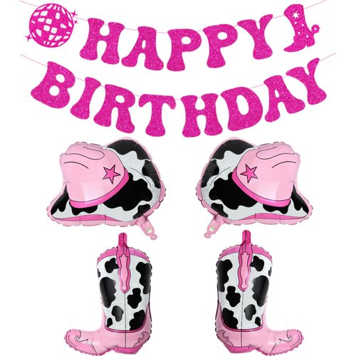 Disco Cowgirl Birthday Party Decorations Cowgirl Happy Birthday Banner Cowgirl Theme Party Decor for Women Girls Party Decor Supplies