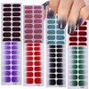 8 Sheets Semi Cured Nail Polish Strips Glitter Gel Nail Stickers for Nail Art Solid Color Full Nail Wraps with Gradient Designs Red Black Blue Green Purple Pink Self-Adhesive Nail Strips for Women