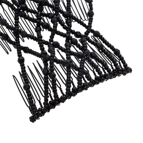 FXQHAN 4 Pieces Beads Hair Combs Magic Elastic Hair Clips Stretchy Hair Comb Double Clips for Women Hair Accessory