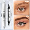 Boobeen Dual Ended Liquid Brow Pen, Waterproof Eye Liner, 2-in-1 Eyebrow Pencil with 4 Micro Fork Tip, Create Long Lasting Makeup for Brows