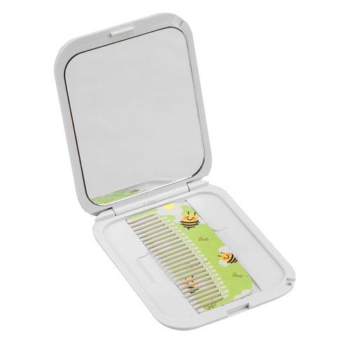 CAIRIAC Foldable Travel Mirror Hair Brush, Portable Pocket Hair Brush Mini Hair Comb Compact Travel Size, Slim Mirror for Purse, Cute Bee Gifts for Women, Girls, Bee Lovers (Green)