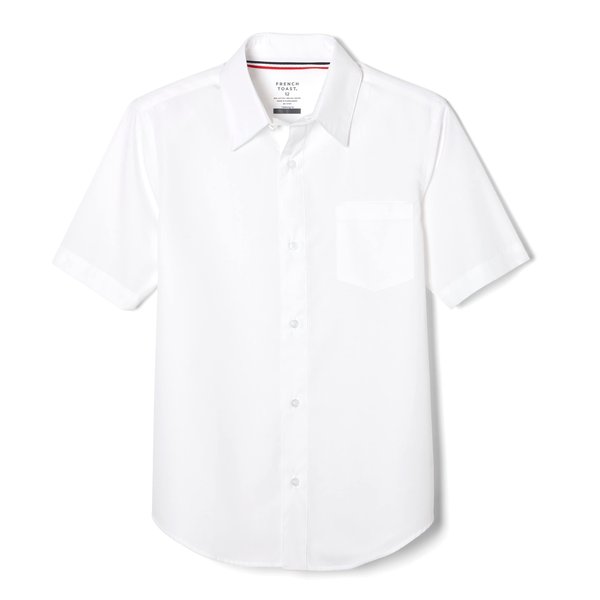 French Toast boys Short Sleeve Classic Poplin Dress (Standard & Husky) Button Down Shirt, White, 3T US