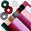 Chuangdi 12 Pieces Velvet Fabric 12 Colors Velvet Hair Scrunchies Making Kit with 1 m Elastic Hair Bands Hair Tie Ropes for Women DIY Hair Scrunchies Supplies