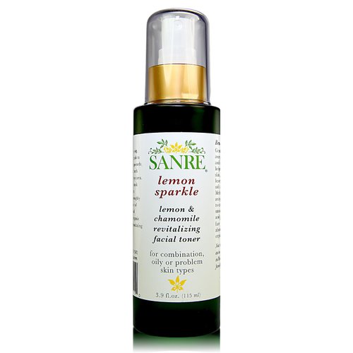 SanRe Organic Skinfood - Lemon Sparkle - Organic Lemon and Chamomile Revitalizing Facial Toner For Oily/Combination to Acne Prone Skin