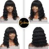 Body Wave Wig With Bangs Hmuan Hair For Black Women None Lace Front Wigs 150% Density Brazilian Virgin Hair Glueless Human Hair With Bangs Natural Color(18inch,Body Wave)