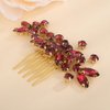 Rumtock Red Rhinestones Beads Gold Hair Comb for Wedding Brides Women Girls Sparkle Handmade Hair Jewelry Prom Banquet (Red)