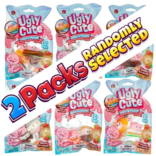 JA-RU Sweet Axolotl Toys. Ugly Cute Sqweez & Stretch Squishy Animal Foodie Sweets (2 Packs / 4 Units) Kids Party Favors. Squish Fidget Silly Stress Relief Axolotls Sensory Figures. 4741-2s