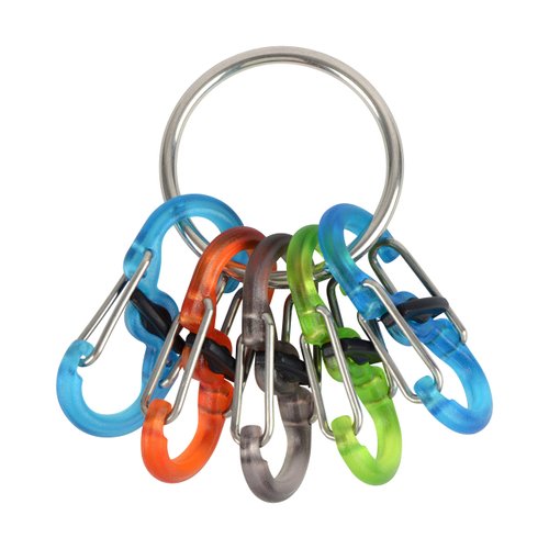 Nite Ize Key Ring Locker, Stainless Steel Keychain Ring with 5 Colorful Locking Plastic S-Biners