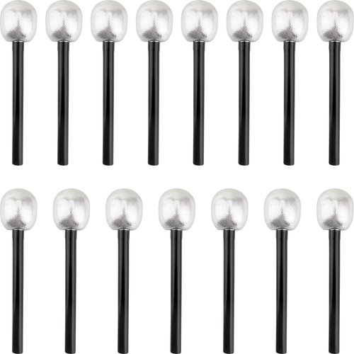 Haconba 15 Pack Toy Microphone Stage Mic Costume Prop Fake Mic Accessory Silver Glitter Microphone for Cosplay Stage Play Rock Star Accessories Prop Karaoke Birthday Theme Party Favors