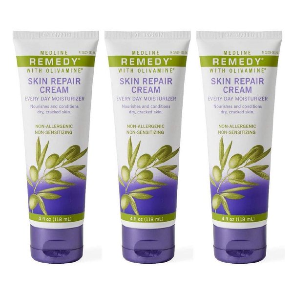 Medline Remedy Skin Repair Cream, 4 oz Tubes (3 Pack)