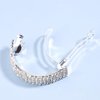 Yheakne Boho Crystal Ponytail Hair Cuff Barrette - Geometric Rhinestone Hair Tie Ring Bling Hair Accessory for Women and Girls Gifts