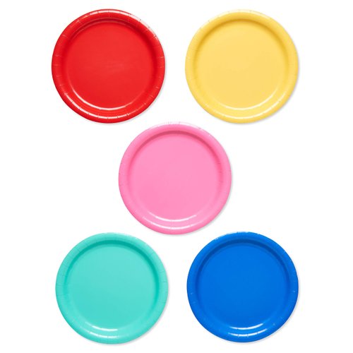 American Greetings Rainbow Party Supplies for Graduation, Birthdays and All Occasions, Multicolor Paper Dinner Plates (50-Count)