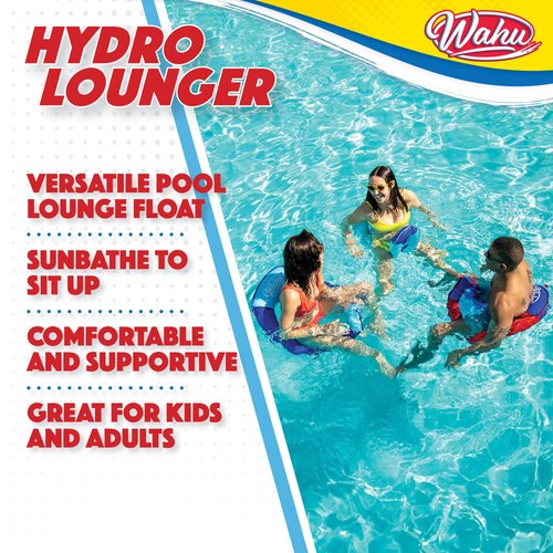 WAHU Hydro Lounger Versatile Pool Lounge Float for Sunbathing, Inflatable Beach and Pool Float Lounger with Inflate/Deflate Valve, Blue/Light Blue