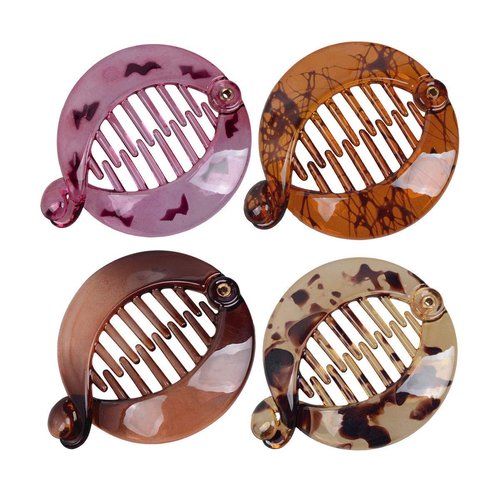 4pcs Assorted Color Premium Quality Resin Banana Fish Shape Hair Clips Barrette Comb Rounded Edges Hair Comb Claws Ponytail Beauty Holder Accessories for Women Girls(Random Color)