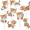 24Pcs Tiger Cupcake Toppers Tiger Party Supplies Safari Baby Shower Decorations for Tiger Theme Jungle Safari Animal Birthday Party Baby Shower