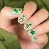 TailaiMei 10 Sheets St. Patrick's Day Nail Art Stickers, Self-Adhesive Shamrock Nail Decals for DIY Nail Decorations, 3D Design for Leprechaun (Cute Style)