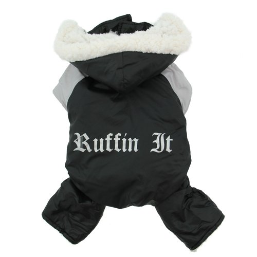 Dog Coat - "Ruffin' It" Snowsuit - Black & Grey - Medium (M)