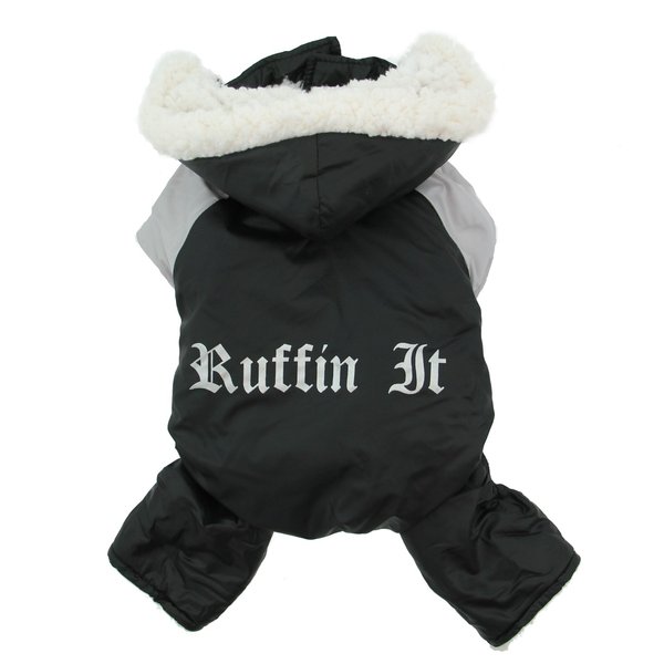 Dog Coat - "Ruffin' It" Snowsuit - Black & Grey - Medium (M)