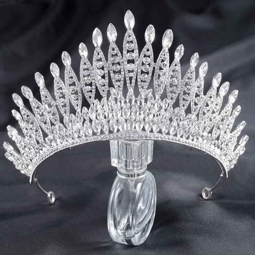 Aceorna Baroque Crowns and Tiaras Crystal Bride Wedding Queen Crowns for Brides and Bridesmaids Rhinestones Silver Tiara Decorative Bridal Princess Tiaras Hair Accessories for Women