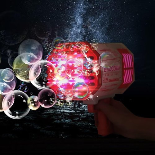Petrella Bubble Gun Bazooka Bubble Machine Gun 69 Hole Bubble Blaster Blower with Colored Lights Gifts for Kids Adults Outdoor TIK Tok Toys for Wedding Birthday Party Pink
