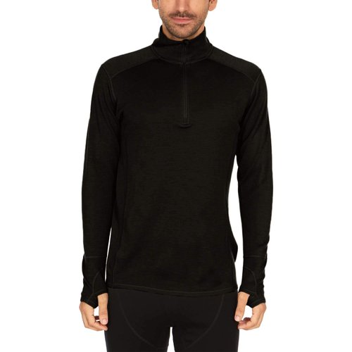 Minus33-100% Merino Wool - Isolation Men’s Midweight Quarter Zip - Warm Pullover - Outdoor Recreation Sweater - No Itch Renewable Fabric - Black - X-Small