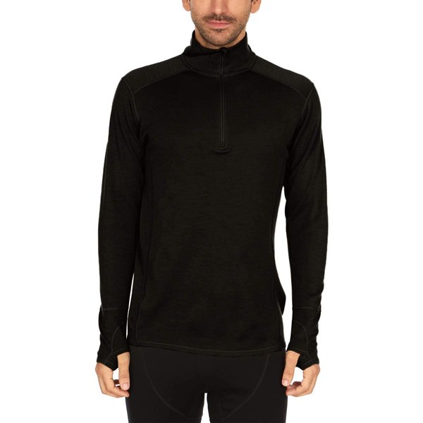 Minus33-100% Merino Wool - Isolation Men’s Midweight Quarter Zip - Warm Pullover - Outdoor Recreation Sweater - No Itch Renewable Fabric - Black - X-Small