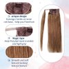 Ponytail Extensions Real Human Hair Ash Brown Hair Extensions Pony Tail 18 inch 80g for Women Wrap Around Pony Tail for Remy Hair